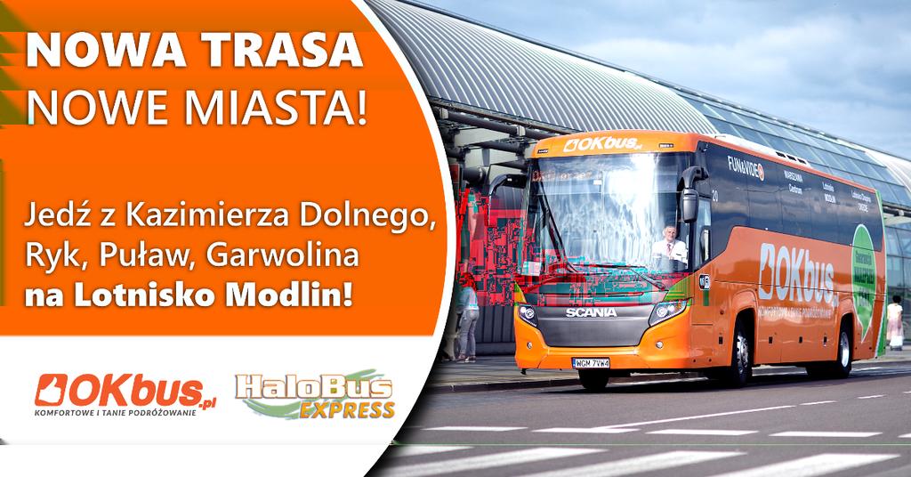 czy OKBus, który dowiezie nas szybko i komfortowo na lotnisko w Modlinie. Ceny biletów od 29 zł do końca kwietnia obowiązuje stała promocyjna cena 29 zł.