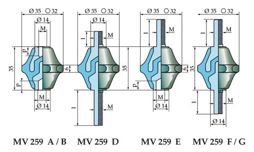 MV259 MV 52 Technologia wytwarzania: prasowanie Manufacturing process : compression molding Wysokość / Height 35 mm Wysokość / Height 50 mm Średnica / Diameter 35 mm Średnica / Diameter 50 mm