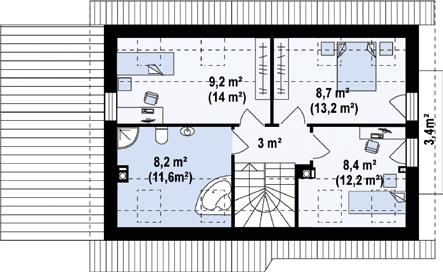 15,14 m 2 Stan deweloperski: 229 100,00 zł netto Dach (40 o więźba tradycyjna,