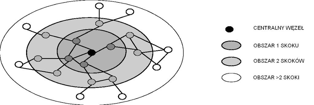 topologii, każdy węzeł wyznacza tablice rutingu i rozsyła ją swoim sąsiadom. Tablice rutingu rozsyłane są okresowo. 4.4.3.