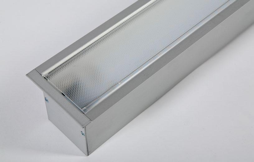 The group of X-line luminaries is made of aluminum profile with opal diffuser or