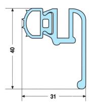 PU-LPZU PU-KNH Ø5 22 Ø8 Ø 57,5 8 Uszczelka Gasket Zawias Hinge Wykonana z gumy.