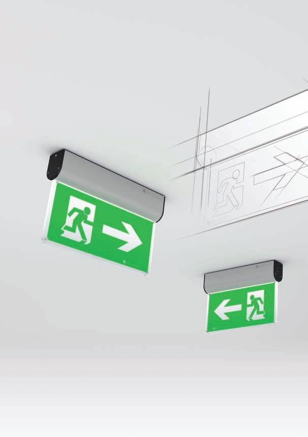 Glass deluxe Dwustronne oprawy oświetlenia ewakuacyjnego o stopniu szczelności ip20 wykonane z aluminium.
