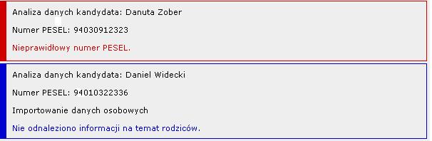 Etap I przekazywanie danych osobowych uczniów twienia przeglądania raportu część informacji wyróżniana jest za pomocą kolorów.