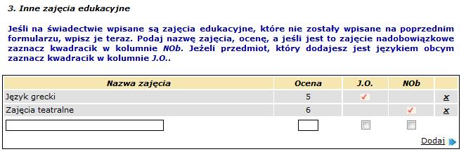 Wprowadzanie i modyfikacja danych kandydata bezpośrednio w systemie Rysunek 58. Wprowadzanie informacji o ocenach kandydata.