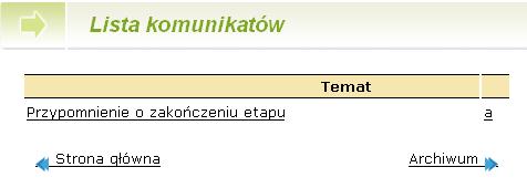 Komunikaty Rysunek 63. Przykładowy komunikat wyświetlony po zalogowaniu się do systemu. Użytkownik Gimnazjum posiada również możliwość wyświetlenia już przeczytanych komunikatów.