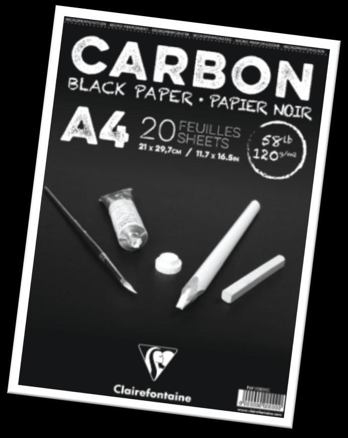 Czarny papier 120g/m², barwiony w masie, odporny na działanie światła.