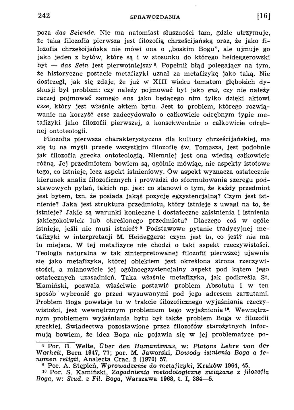 poza das Seiende.