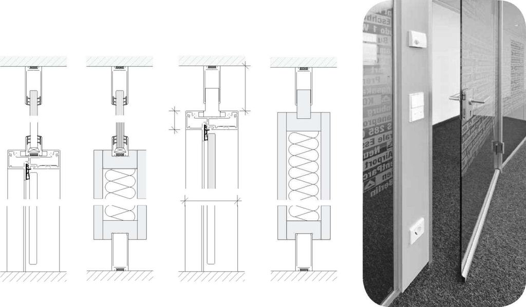 System SLIMLINE panel techniczny Elementy drzwi Drzwi szklane z luksferem Elementy drzwi Panel techniczny z luksferem Elementy drzwi Drzwi