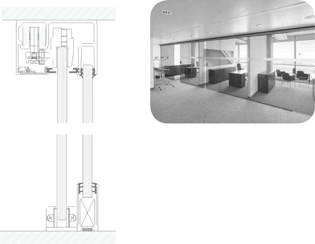 System SLIMLINE drzwi przesuwne Przyłącze sufitowe Profil