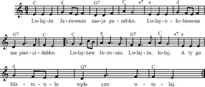 3. Dzieci grają melodię na dzwonkach oraz śpiewają (3 grupy). Nauczyciel dzieli uczniów na trzy grupy. Pierwsza grupa śpiewa słowa kolędy, a pozostałe dwie grupy grają na dzwonkach chromatycznych.