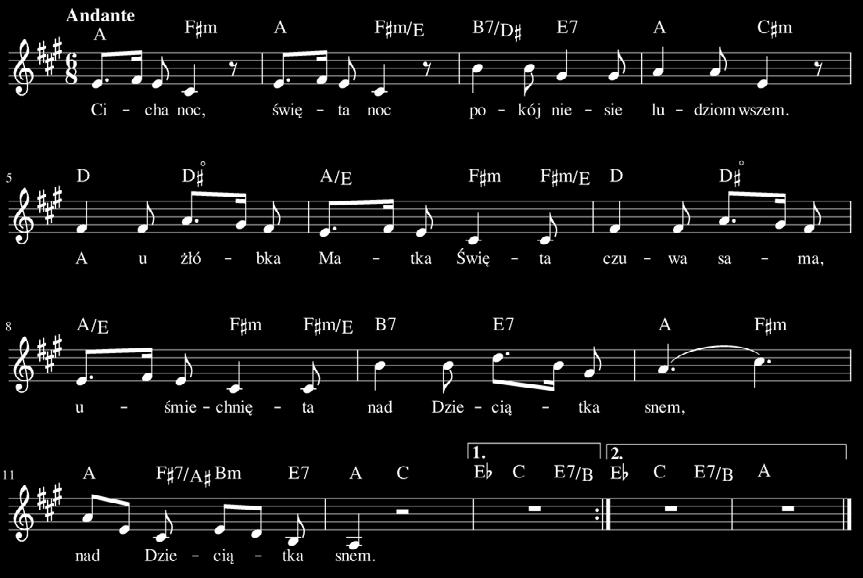 g r u d z i e ń Cicha noc (fragment) muzyka: