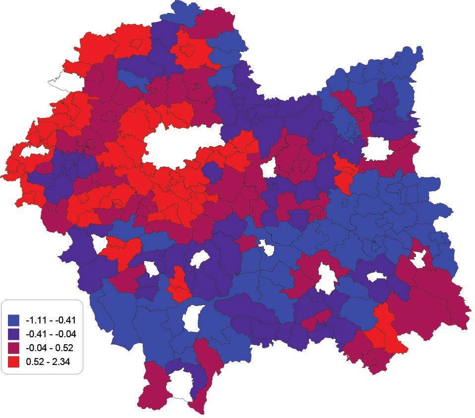 Identyfikacja procesów semiurbanizacji w strukturze przestrzennej województwa... 59 granicy województwa (Kościelisko, Poronin, Szczawnica, Krynica-Zdrój, Muszyna, Uście Gorlickie).