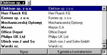 Praca z programem 39 Pole kombinowane Pole to łączy cechy pola listy i pola tekstu tj. można do niego wprowadzić tekst bezpośrednio z klawiatury lub wybrać z listy.