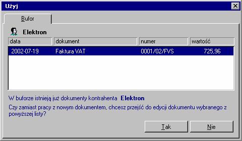 Dokumenty, kontrahenci i towary w programie Faktura i Kasa Start 51 Rys. 3-1 Przykład okna Użyj. Data wystawienia Domyślnie program podpowiada datę dzisiejszą.
