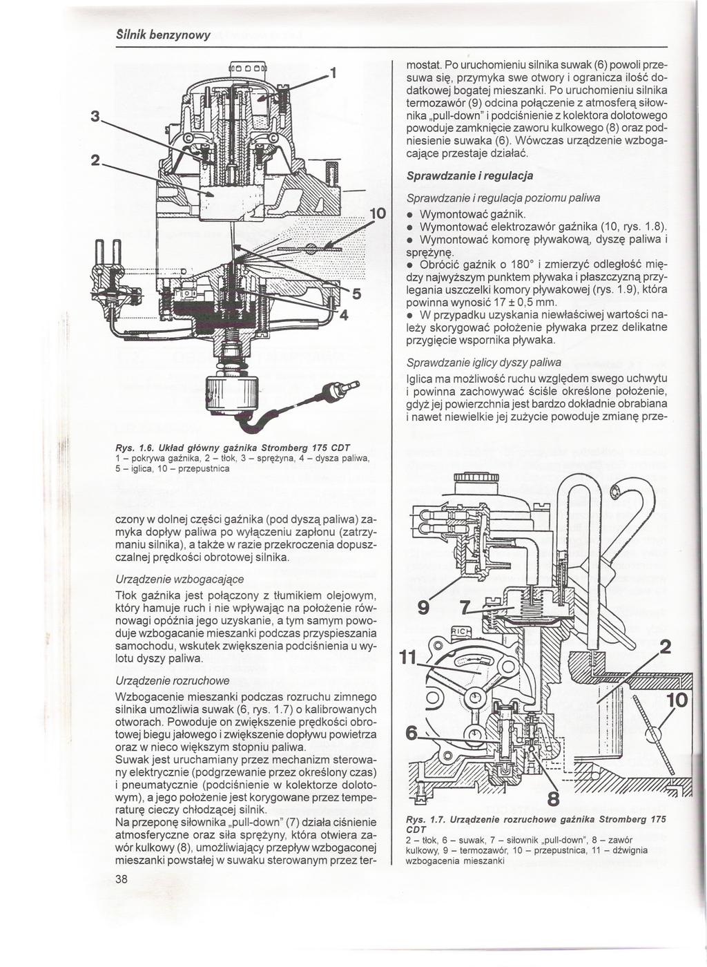 Silnikbenzynowy mostat. Po uruchomieniu silnika suwak (6) powoli przesuwa sie, przymyka swe otwory i ogranicza ilosc dodatkowej bogatej mieszanki.