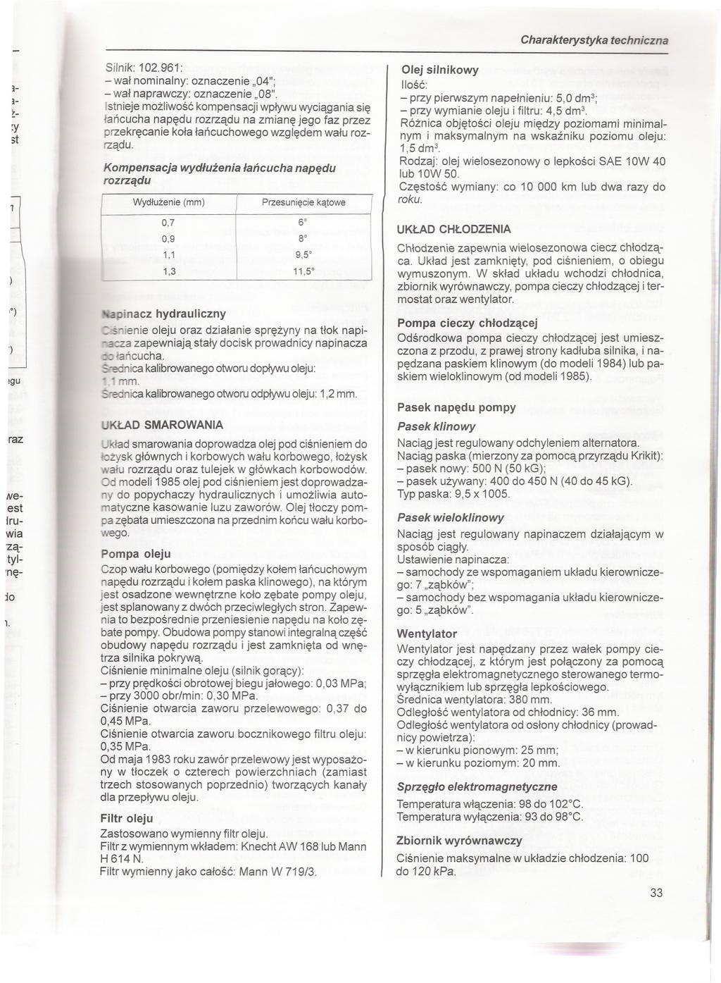 l- l- ~- :y st ')!gu raz Neest ruwia za- tyl- 'nejo 1. Silnik:102.961: - walnominalny:oznaczenie,,04"; - walnaprawczy:oznaczenie,,08".