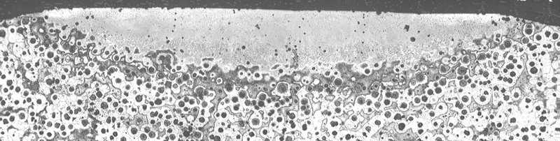 FeB Fe 2 B Strefa nieciągłego grafitu 20 um Rys. 1. Struktura warstwy wierzchniej po borowaniu dyfuzyjnym Ŝeliwa sferoidalnego [27] Fig. 1. Surface layer structure after diffusion boronizing of nodular iron [27] Strefa przetopio- Strefa przejścio- Strefa zahartowana 250 0.