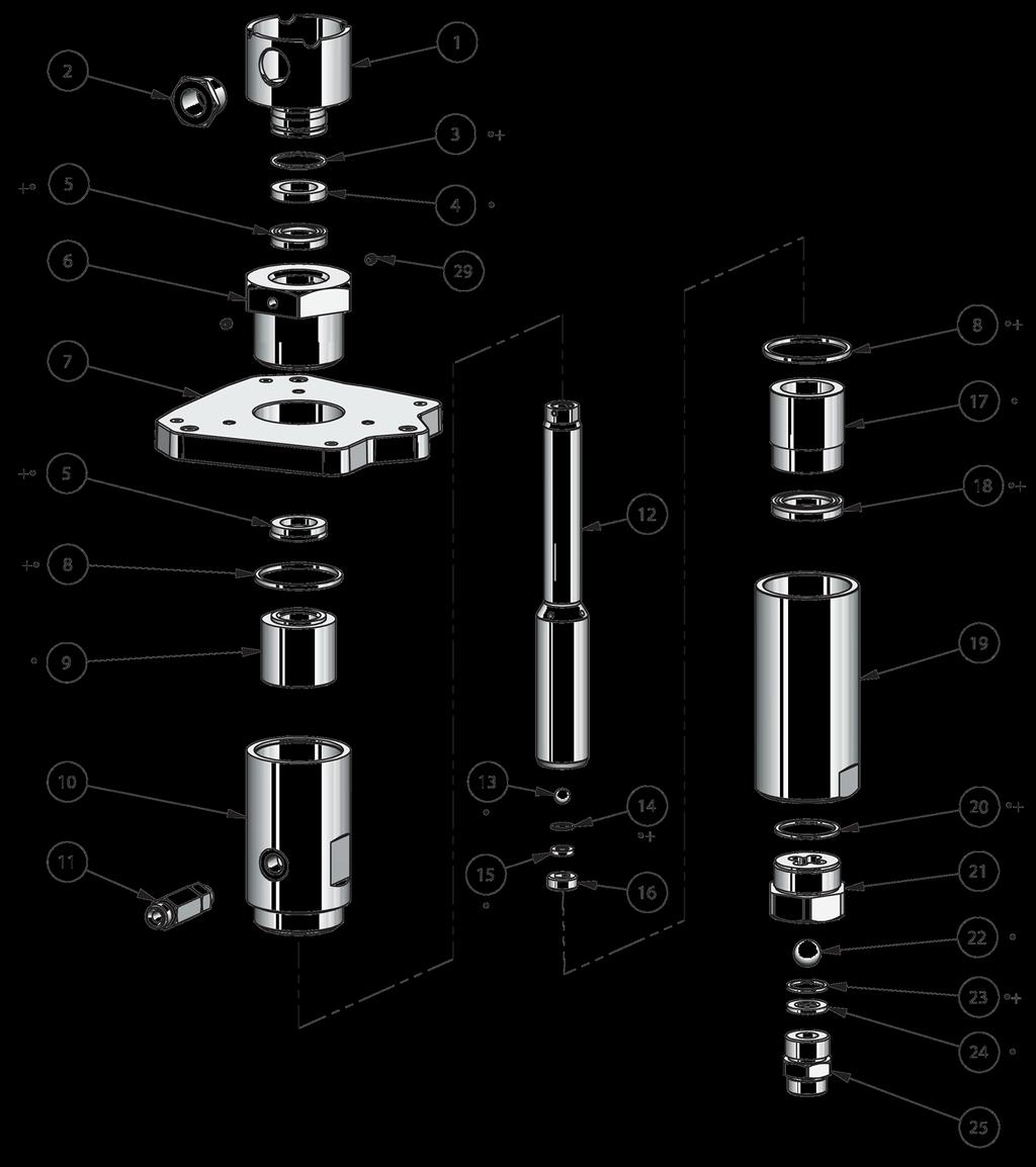 Sekcja cieczy FX i FXL (uszczelki U-Cup) Modele:
