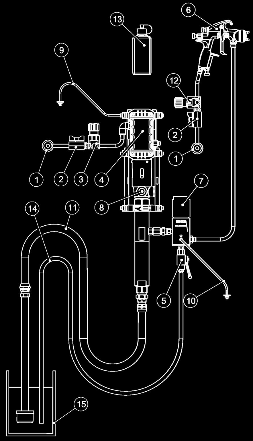 WĄŻ SSĄCY HYDRAULICZNY / PRZEWÓD SSĄCY / PODAJNIK GRAWITACYJNY W ZALEŻNOŚCI OD MODELU REGULATOR CIŚNIENIA POWIETRZA (PISTOLET NATRYSKOWY) (O ILE JEST ZAMONTOWANY) 3 SMAR MEDIUM NA BAZIE