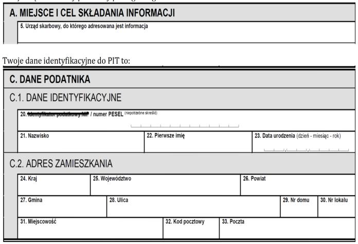 ZAŁĄCZNIK NR 1 DANE DO KARTOTEKI Są to dane na potrzeby rozliczeń Zamawiającego z Wykonawcą oraz Urzędem Skarbowym (PIT-11). Wypełnij wszystkie pola czytelnie drukowanymi literami.