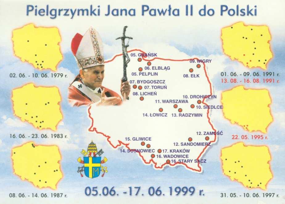 Wadowice. 16.06.1999. Na rewersie: Fot. M.Ś. Graniczkowskii.