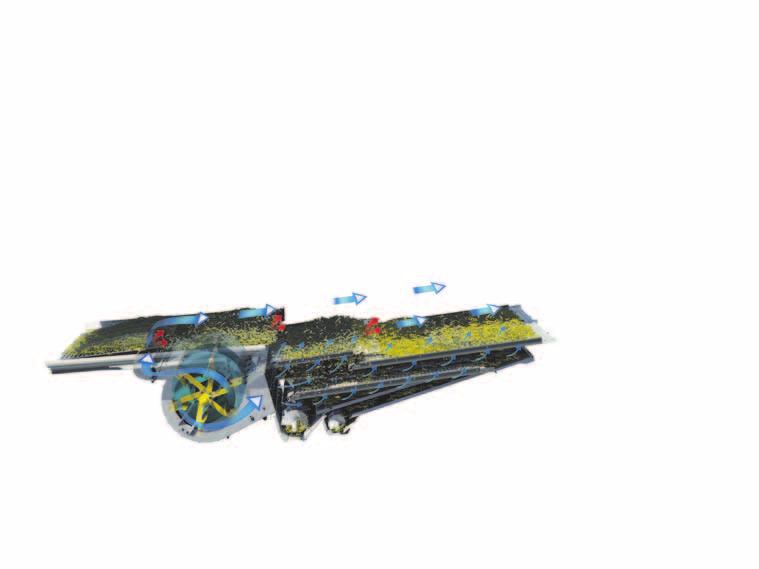 18 Czyszczenie Równomierny przepływ czystego ziarna. Wydajność czyszczenia w modelach kombajnów New Holland CX5000 i CX6000 Elevation odpowiada ich dużej wydajności omłotu i separacji.