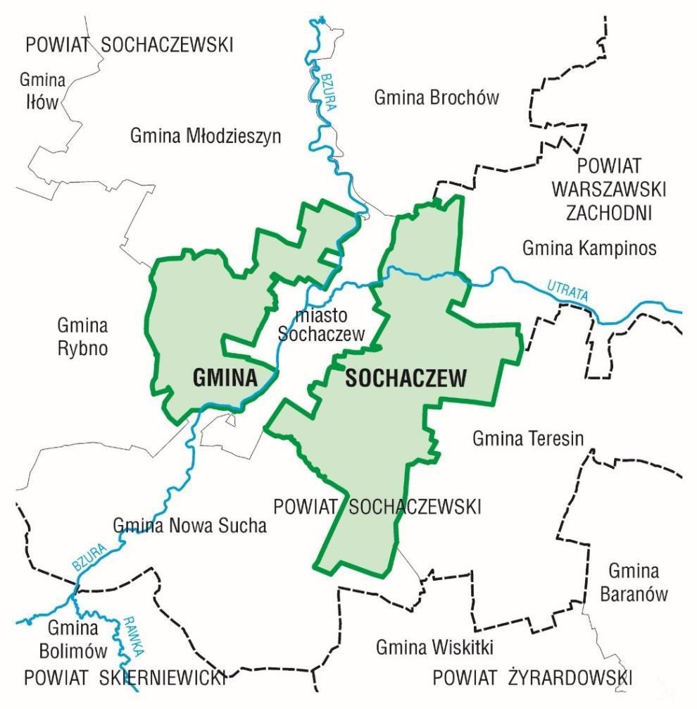 V. CHARAKTERYSTYKA GMINY SOCHACZEW Gmina Sochaczew leży w bliskim sąsiedztwie Warszawy, siedziby województwa mazowieckiego.