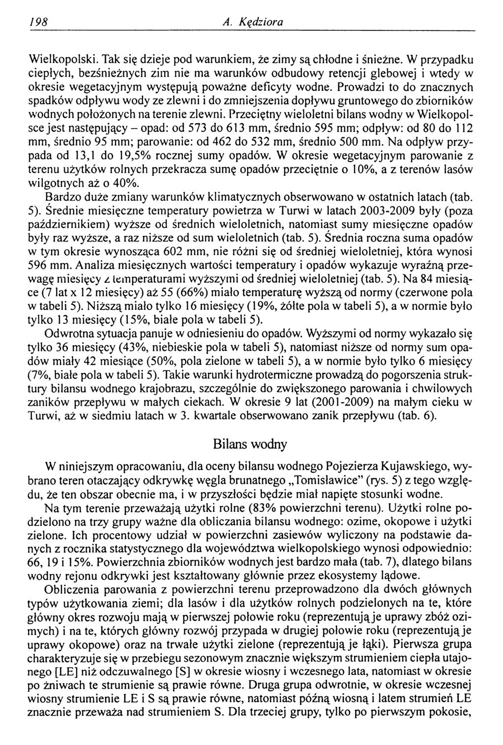 198 A. Kędziora Wielkopolski. Tak się dzieje pod warunkiem, że zimy są chłodne i śnieżne.