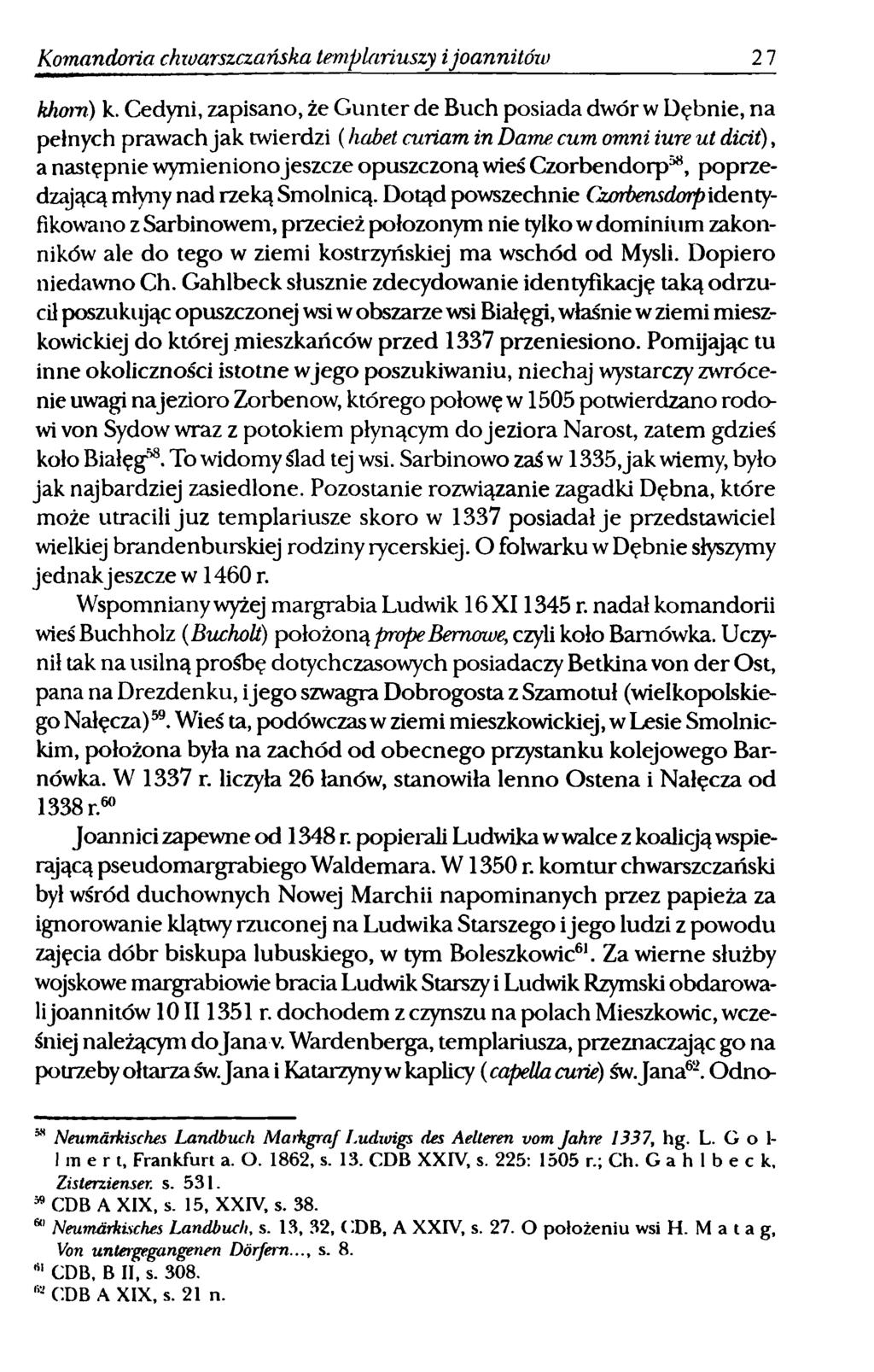 Komandoria eh w ar szcza ńska templariuszy ijoannitów 27 khom) k.