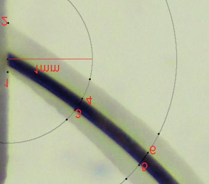 Influence of mechanical instruments on creating root canal aberrations J Stoma 2015; 68, 4 Fig. 4. Determination of measurement points. Wyznaczanie punktów pomiarowych.