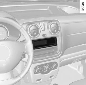 INSTALACJA DO MONTAŻU RADIA 1 Jeśli Państwa pojazd nie jest wyposażony w system audio, dostępna jest instalacja do montażu, składająca się z miejsca na: radio 1 ; głośniki w drzwiach 2.