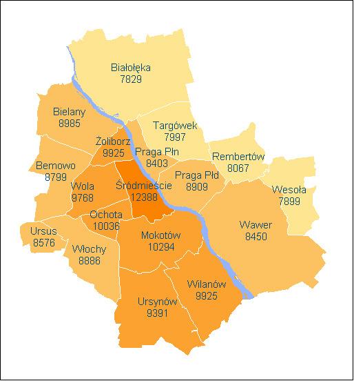 Warszawa Różnice między najtańszymi i najdroższymi ofertami w obrębie Warszawy są ponad pięciokrotne.