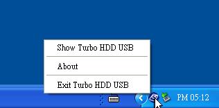 Kliknij prawym klawiszem ikonę TurboHDD na obszarze