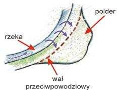 55 c) Poldery zalewowe Polder zalewowy Poldery są znanymi od dawna urządzeniami chroniącymi przed powodzią.