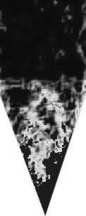 8 mm in a silo with smooth walls and mass flow at: A) controlled emptying: a) 12.5-13.75 s, b) 17.5-18.0 s, c) 22.5-23.