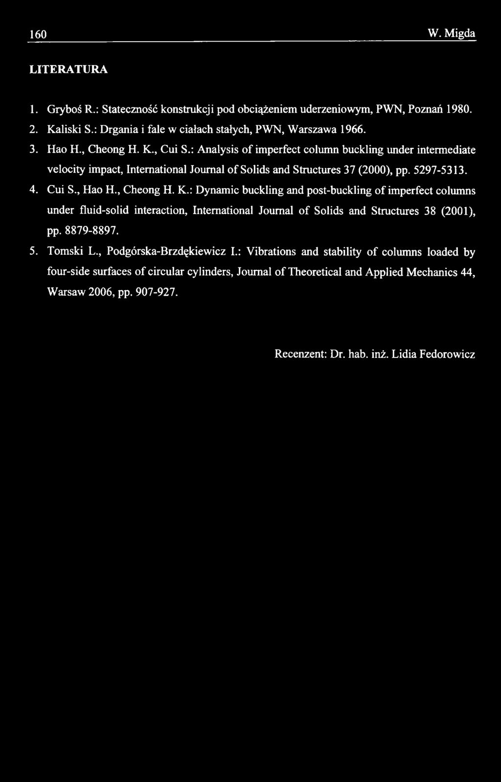 : Dynamic buckling and post-buckling of imperfect columns under fluid-solid interaction, International Journal of Solids and