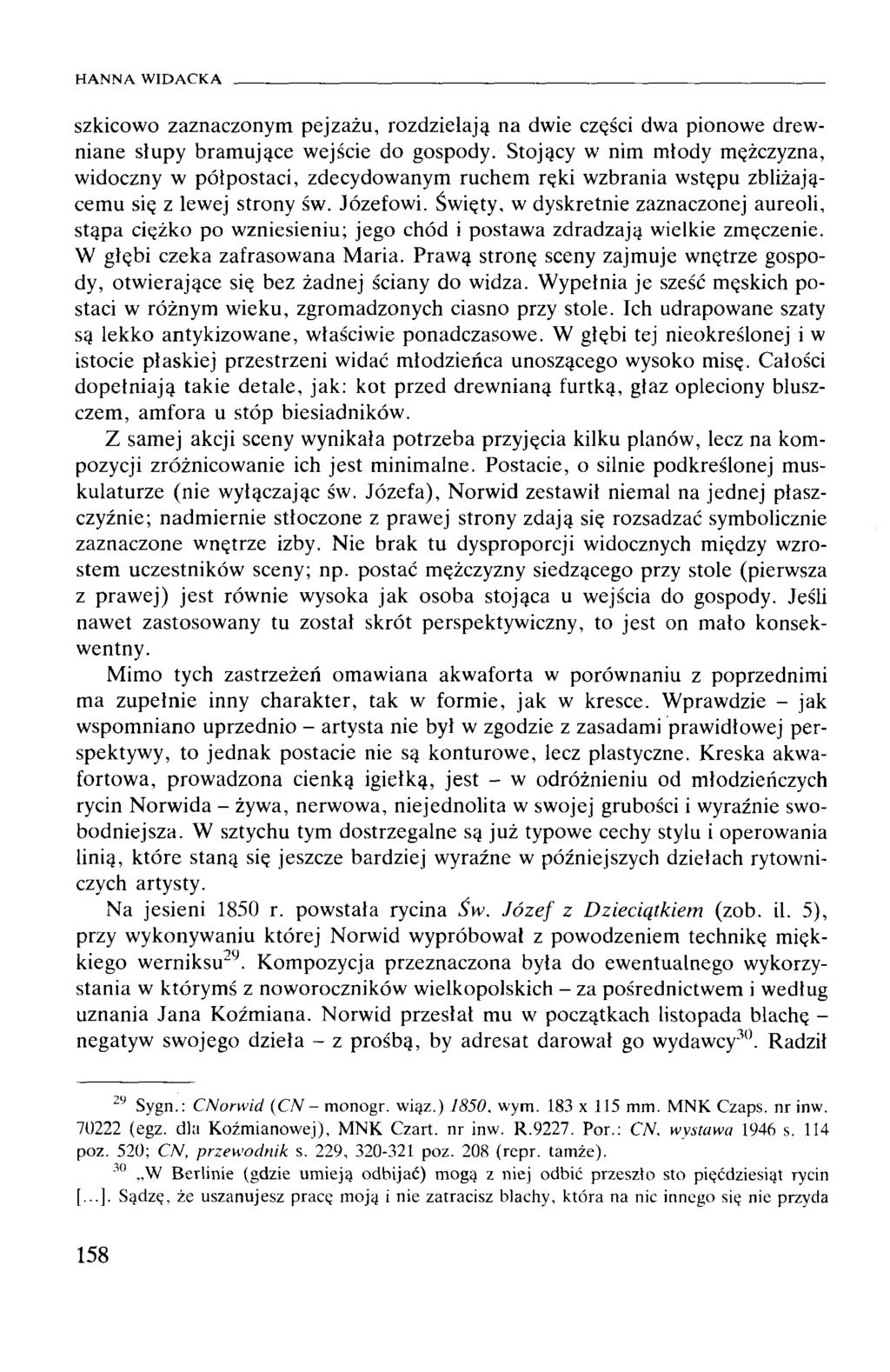 szkicowo zaznaczonym pejzażu, rozdzielają na dwie części dwa pionowe drewniane słupy bram ujące wejście do gospody.