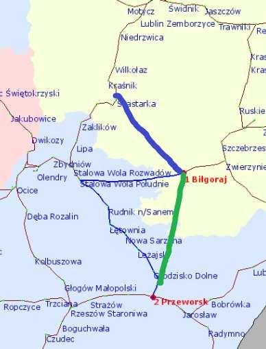 Biłgoraj -Przeworsk 60 km Relacje: Lublin Przemyśl Biłgoraj - Przemyśl 115 km 48%