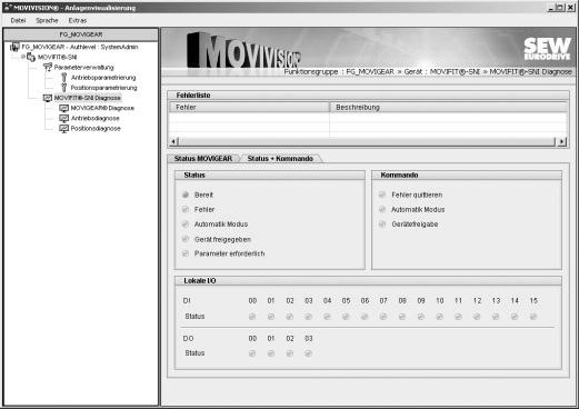 Parametryzacja i diagnoza Parametryzacja i diagnoza urządzenia (MOVIFIT -SNI) I 0 Karta rejestru "Status i komenda" [] [] [] [] 805 5 6 8 9 [] Lista "Lista błędów" W liście tej wyświetlany jest