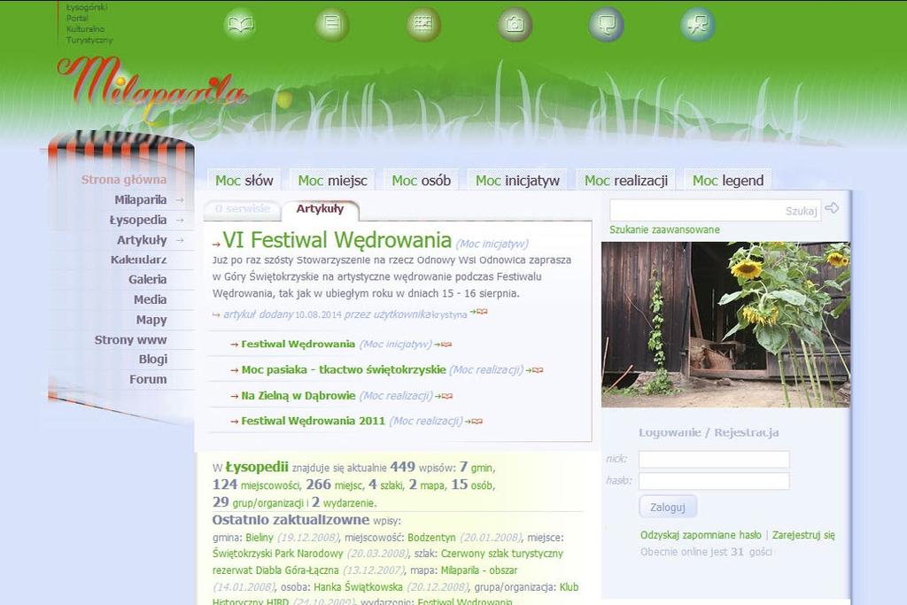 Strona www Milaparila Łysogórski Portal Kulturalno Turystyczny Milaparila.