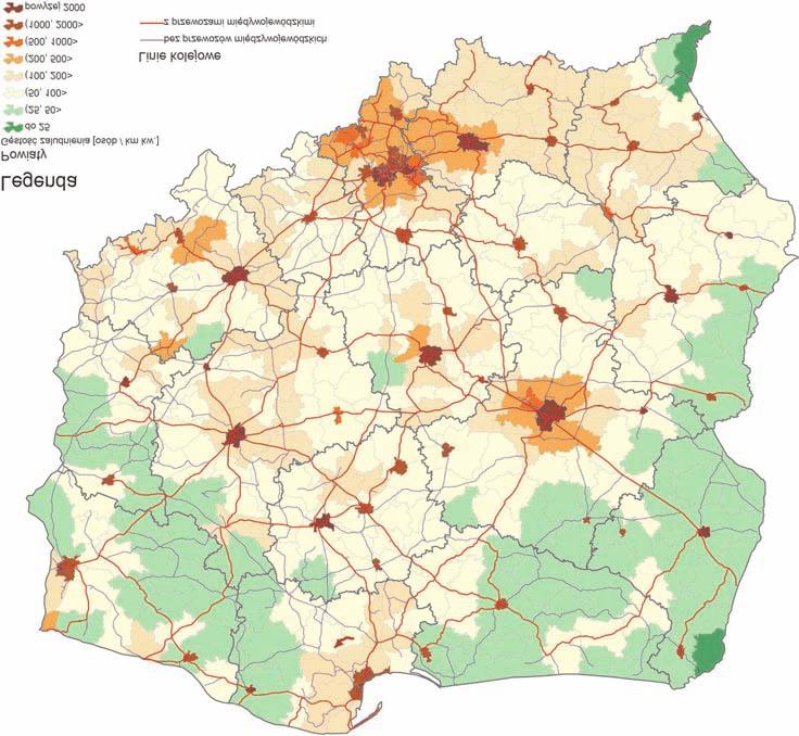 Rewizja krajowego Planu Transportowego i propozycje zmian 73 ści zaludnienia, gdzie istnieje sieć linii kolejowych, a nie funkcjonują połączenia międzywojewódzkie.
