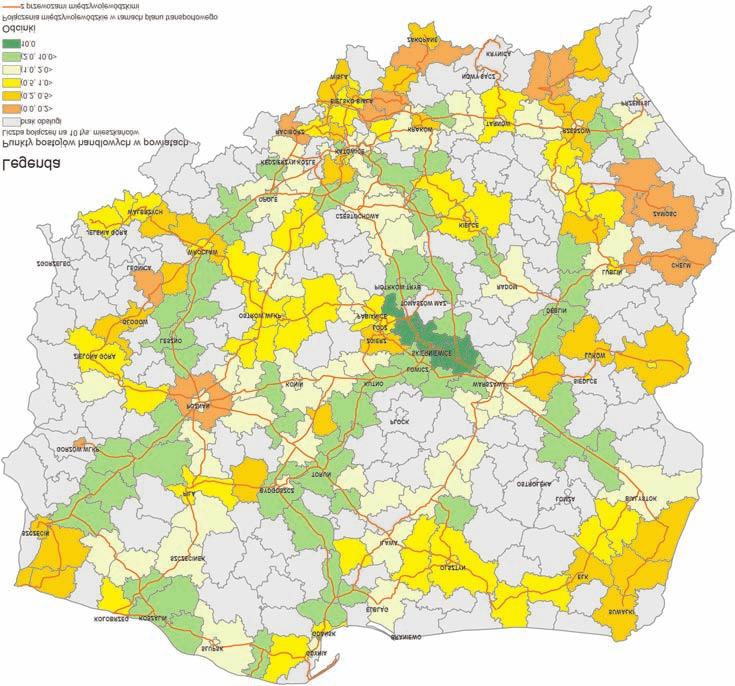 74 Wróbel I., Klemba S. Rys. 5. Liczba połączeń międzywojewódzkich na 10 tys.