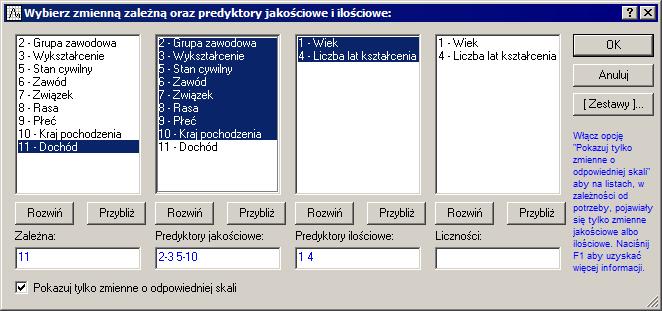 Fakt ten zapisany został w zmiennej Dochód, która w naszej analizie pełniła będzie rolę zmiennej zależnej.
