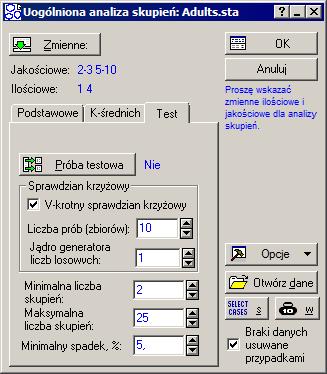 Opcja ta pozwoli automatycznie określić optymalną (z punktu widzenia danych) liczbę segmentów.