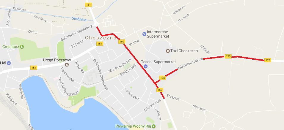 23. Przebudowa DW nr 160 i DW nr 175 w Choszcznie Chodzi o przebudowę dwóch ulic znajdujących się w ciągach dróg wojewódzkich w Choszcznie - ulicy Jagiełły w ciągu drogi wojewódzkiej nr 160 i ulicy