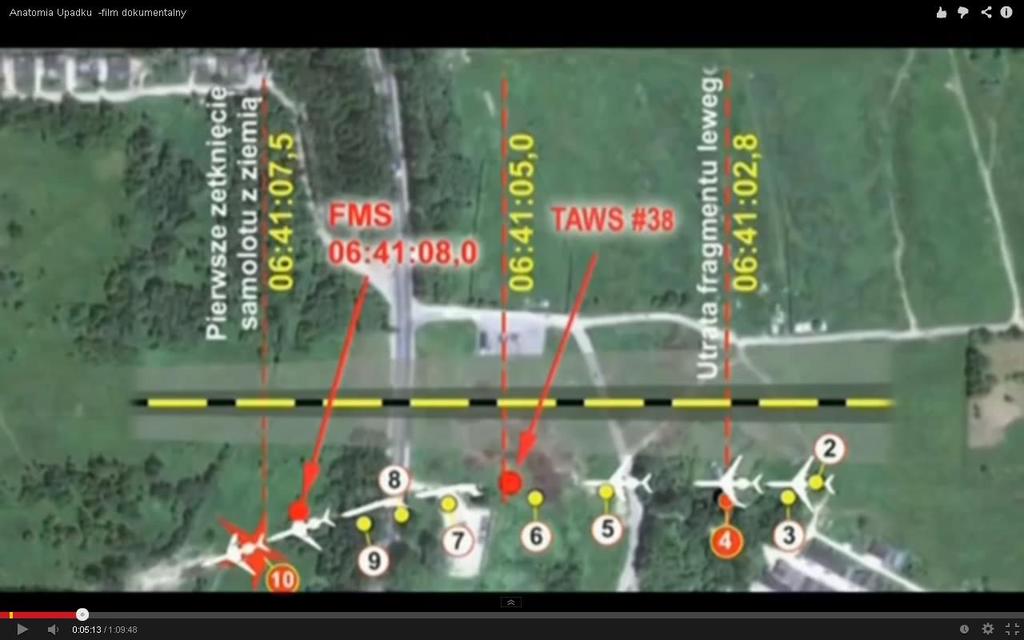 Zarejestrowane w tym punkcie zdarzenie, określone przez system TAWS jako lądowanie, jest efektem błędnego sygnału, spowodowanego uszkodzeniem czujnika obciążenia (na zdjęciu), umieszczonego na goleni