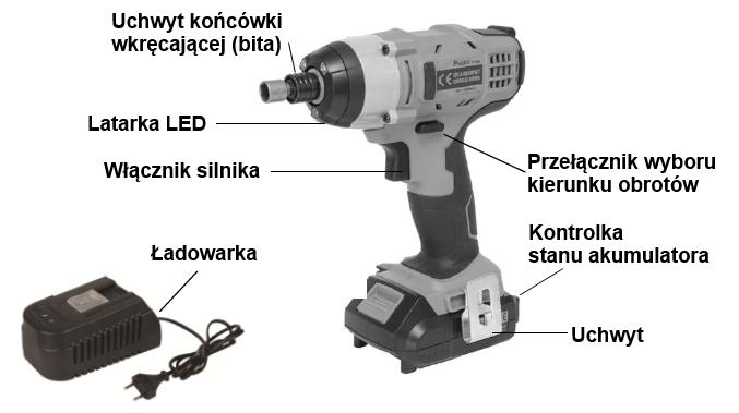 PRZEZNACZENIE Wkrętarka PT-1802F została zaprojektowana i wykonana specjalnie do przykręcanie i odkręcanie śrub za pomocą bitów.