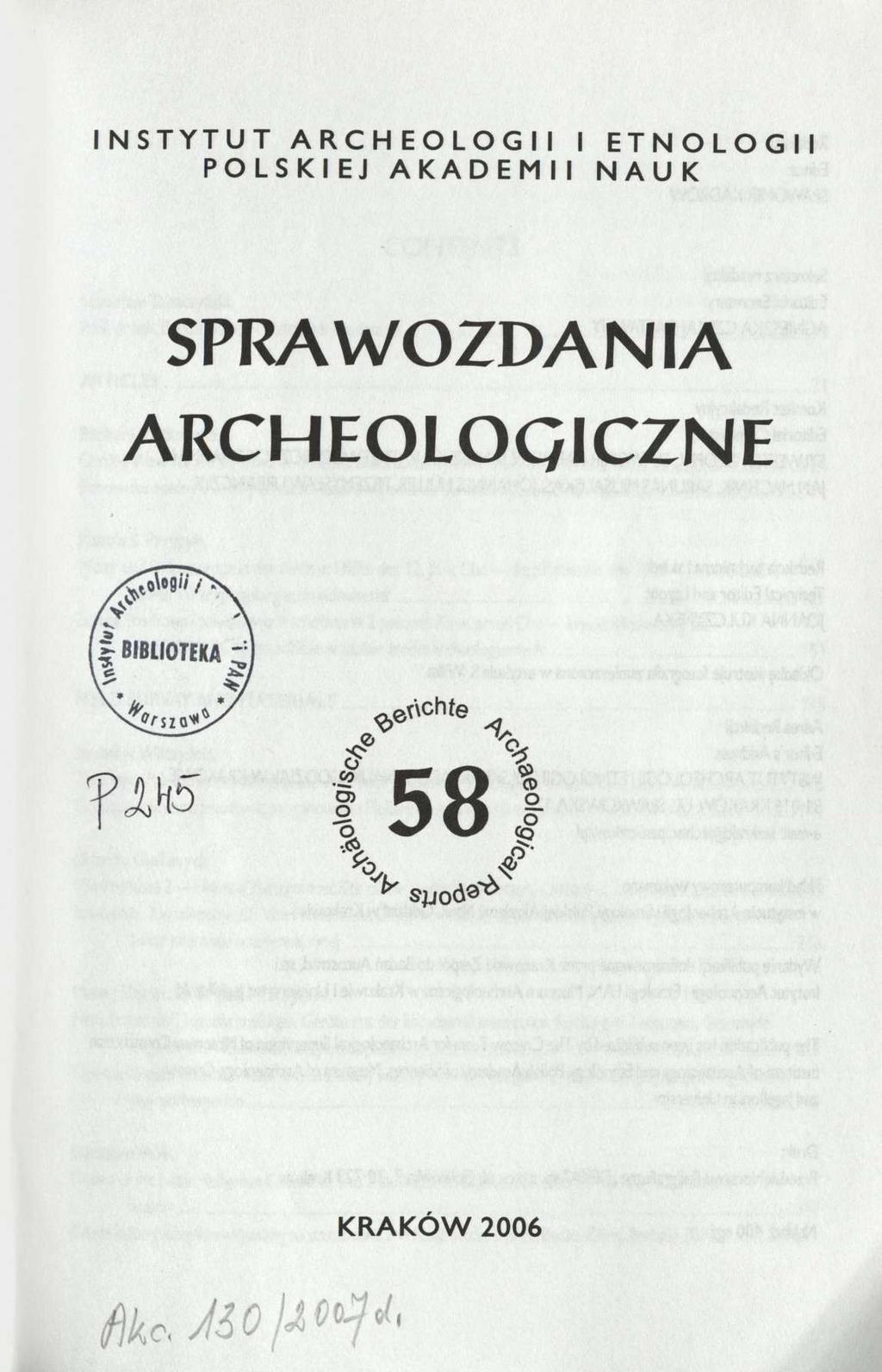 INSTYTUT ARCHEOLOGII I ETNOLOGII POLSKIEJ