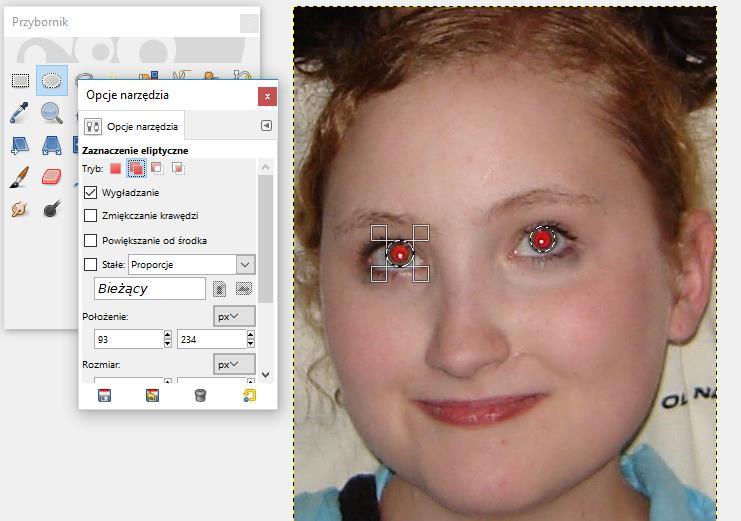 [54/74] GIMP Uruchamiamy program GIMP Otwieramy obraz Czerwone oczy.